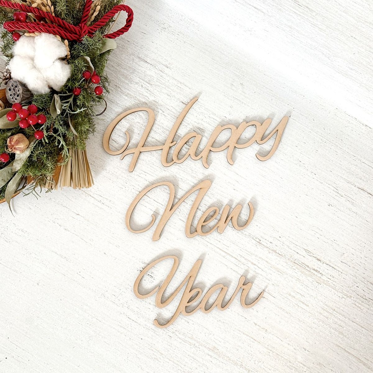 Happy New Year 木製レターバナー|Ray Woodmade